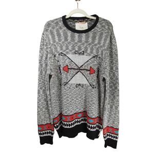 Koto Urban Outfitters Sweater Mens L Gray Graphic Crew Neck